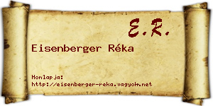 Eisenberger Réka névjegykártya